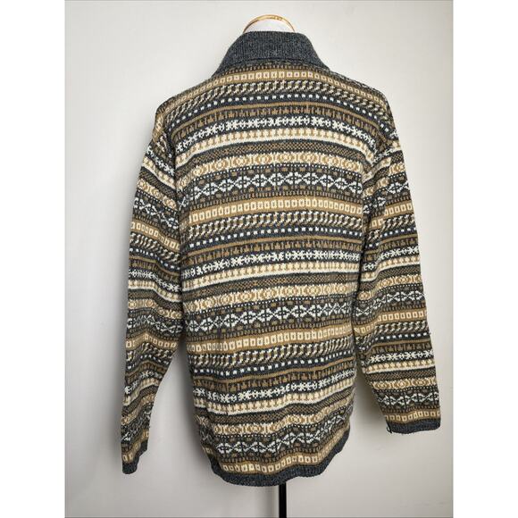 Fair Isle Womens Cardigan Sweater Size Large Button Up Cozy Comfy Preppy Classic - Picture 2 of 8